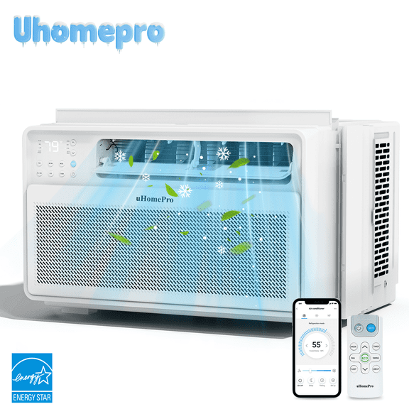 12,000 BTU Portable Window Air Conditioner w/ 4 Modes - Cools up to 550 Sq. Ft, Uhomepro Air Conditioners w/ Washable Filter & Adjustable Window Fit, Energy Saving 38%
