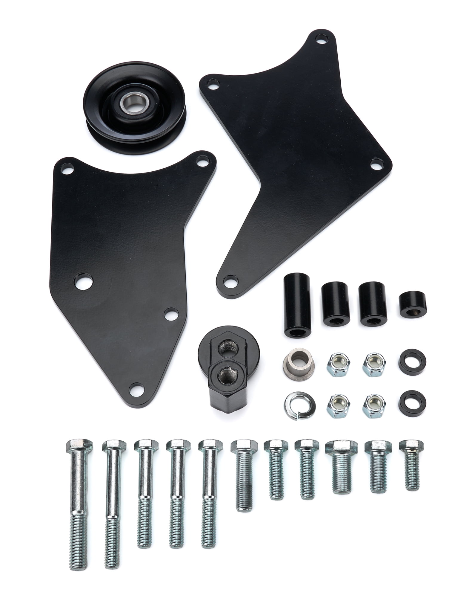Air Conditioning Bracket - Passenger Side - Head Mount - Steel - Black Powder Coat - Sanden SD508 Compressor - Short Water Pump - Big Block Chevy - Each