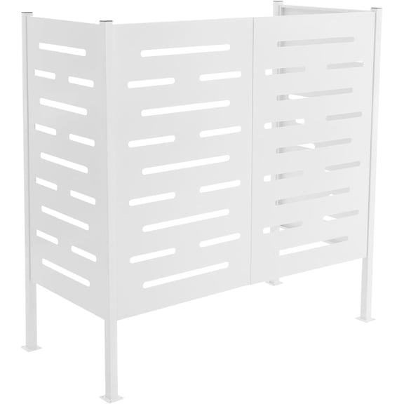 Air Conditioning Fence, Air Conditioning Unit Separate Privacy Screen Fence Panel, 48" L x 22" W x 48" H 3-Panel Iron Covered Fence Panel for Trash Can Pool Equipment Fence (White, 48 * 22 * 48in)