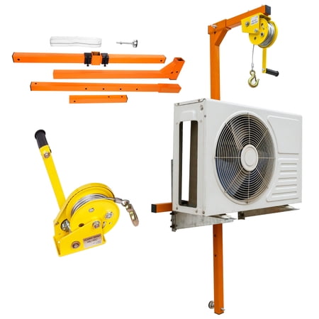 Air Conditioning Lifting Crane,Air Conditioner Lifting Tool,Air Conditioner Installation Tools,Crane Bracket,with 1200 Lbs Maximum Load,Triangle Bracket,Hand Winch,forAir Conditioner Replacement