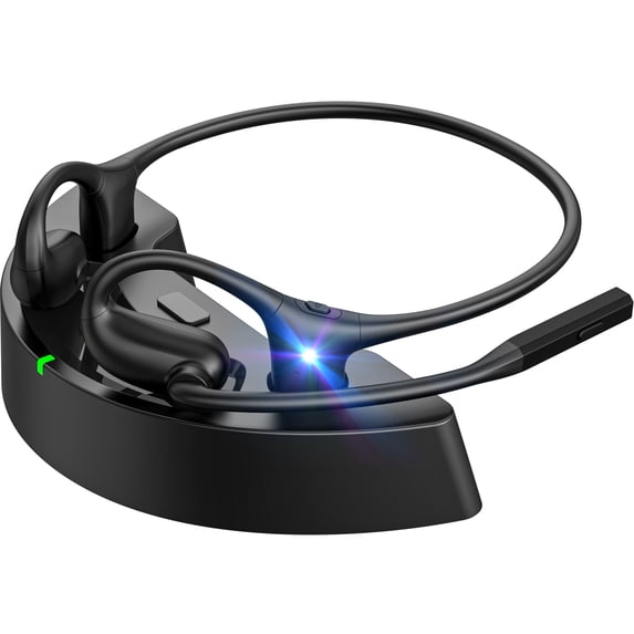 Open Ear Headphones with Mic, Wireless Headset with Noise Canceling Mic & Mute Button, Wireless Air Conduction Headphones V5.4, 25g Lightweight Sport Headset for Running, Work Workout Driving Call