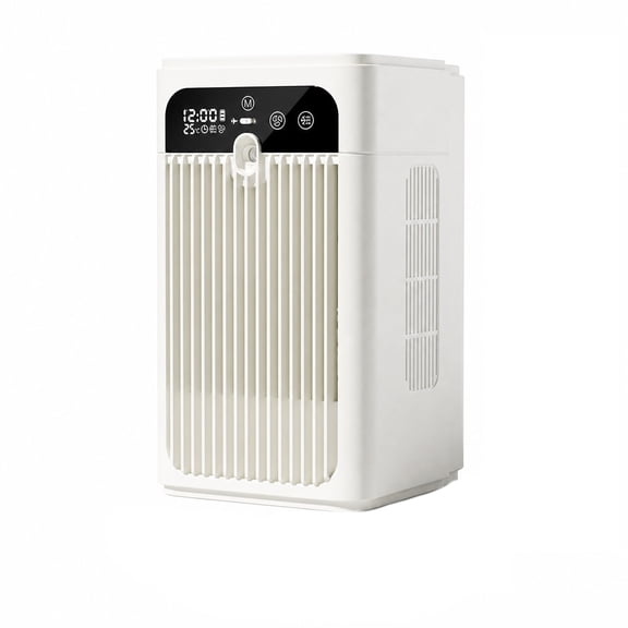 Air Cooler Fan with LED Display, White, Multiple Fan Speeds, 26 | Digital Clock Display, Temperature Readout, Timer Function, Compact Desktop Design, Multiple Speed Modes