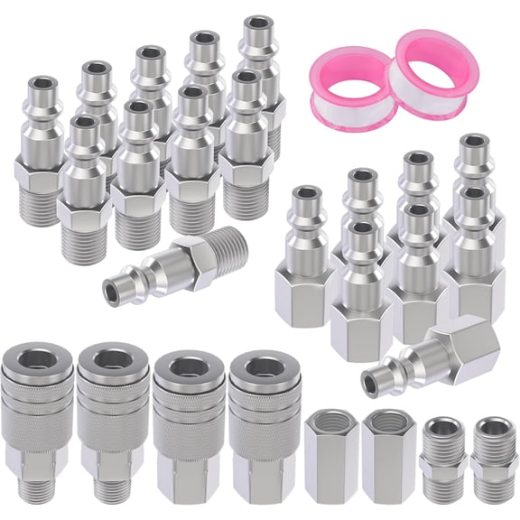 Air Coupler & Plug Kit,28 Pieces 1/4" NPT Air Tool Fittings Set,Quick Connect Air Hose Fittings Air Compressor Accessories