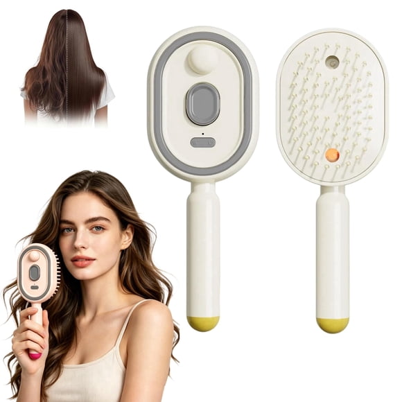 Air Cushion Brush, Electric Spray Air Cushion Hair Comb, 3-in-1 Rechargeable Steam Brush with Scalp Massage & Anti-Static Detangling