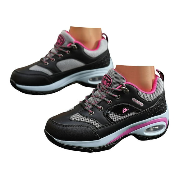 Air Cushion Hiking Shoes for Women Breathable Lace up Non Slip Outdoor Sports Climbing Trail Running Sneakers