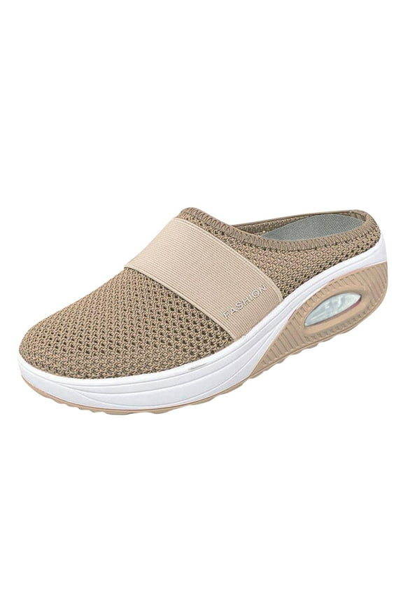 Air Cushion Walking Sliipers Open Back Wedge Heel Casual Mules Sneaker with Arch Support