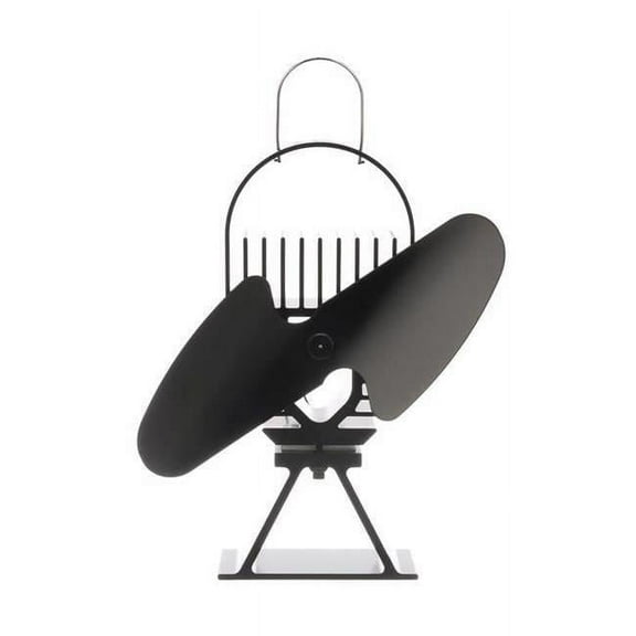 Air Deco II Aluminum Heat Powered Wood Stove Fan, Black