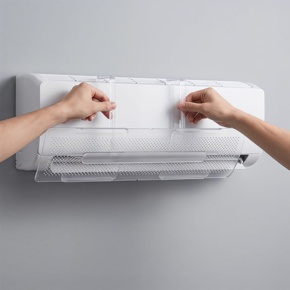 Air Deflector for Wall Mounted AC  Clear Transparent Wind, Adjustable Angle and Retractable Length, No Drill Easy Install Draft Guard for Bedroom Home Office