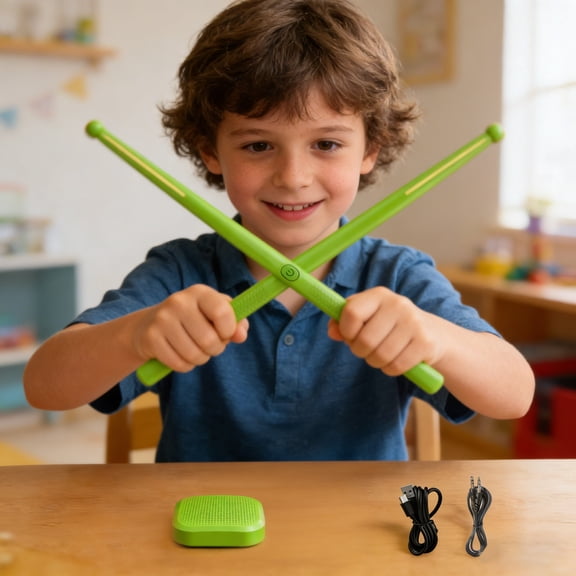 Air Drum Sticks Virtual Electronic Drum Drumsticks Air Drum wirh Drumsticks Pedals and 8 Sounds Tabletop Drum Machine for Beginners