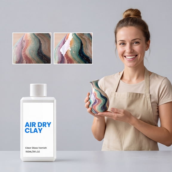 Air Dry Clay 150ml Clear Gloss Varnish for Art Projects Non-Toxic Water-Based Sealer for Pottery Sculpture Crafts 150g