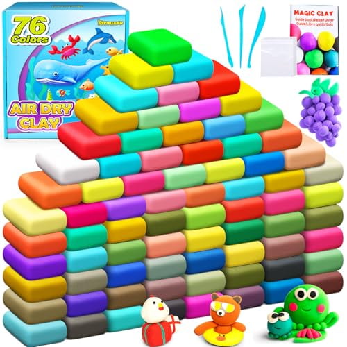 Air Dry Clay 76 Colors,Modeling Clay for Kids,DIY Molding Magic Clay,Gift for Kids