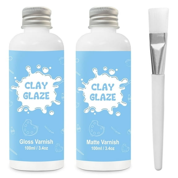 Air Dry Clay Varnish, 2 x 3.4 fl oz, Gloss & Matte Finish Sealant, Anti-Scratch, Crack Proof, for Air Dry Clay Pottery
