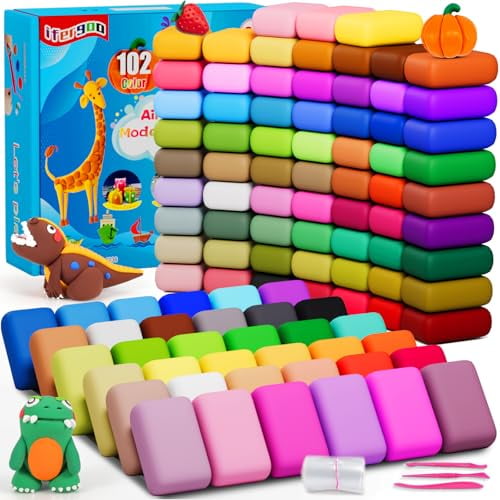 Air Dry Clay for Kids - 102 Colors Molding Magic Clay Kit,Safe & Non-Toxic,Kids DIY Model Art & Crafts Toys with Sculpting Tools,Birthday & Christmas Gifts for Boys & Girls 3-12 Years Old