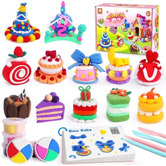 Air Dry Clay for Kids, 12 Boxes Modeling Clay Kit, DIY Molding Clay with Sculpting Tools and Tutorial, Ultra Light, Safe & Non-Toxic, Arts and Crafts School Projects, Home Party Favor for Boys Girls