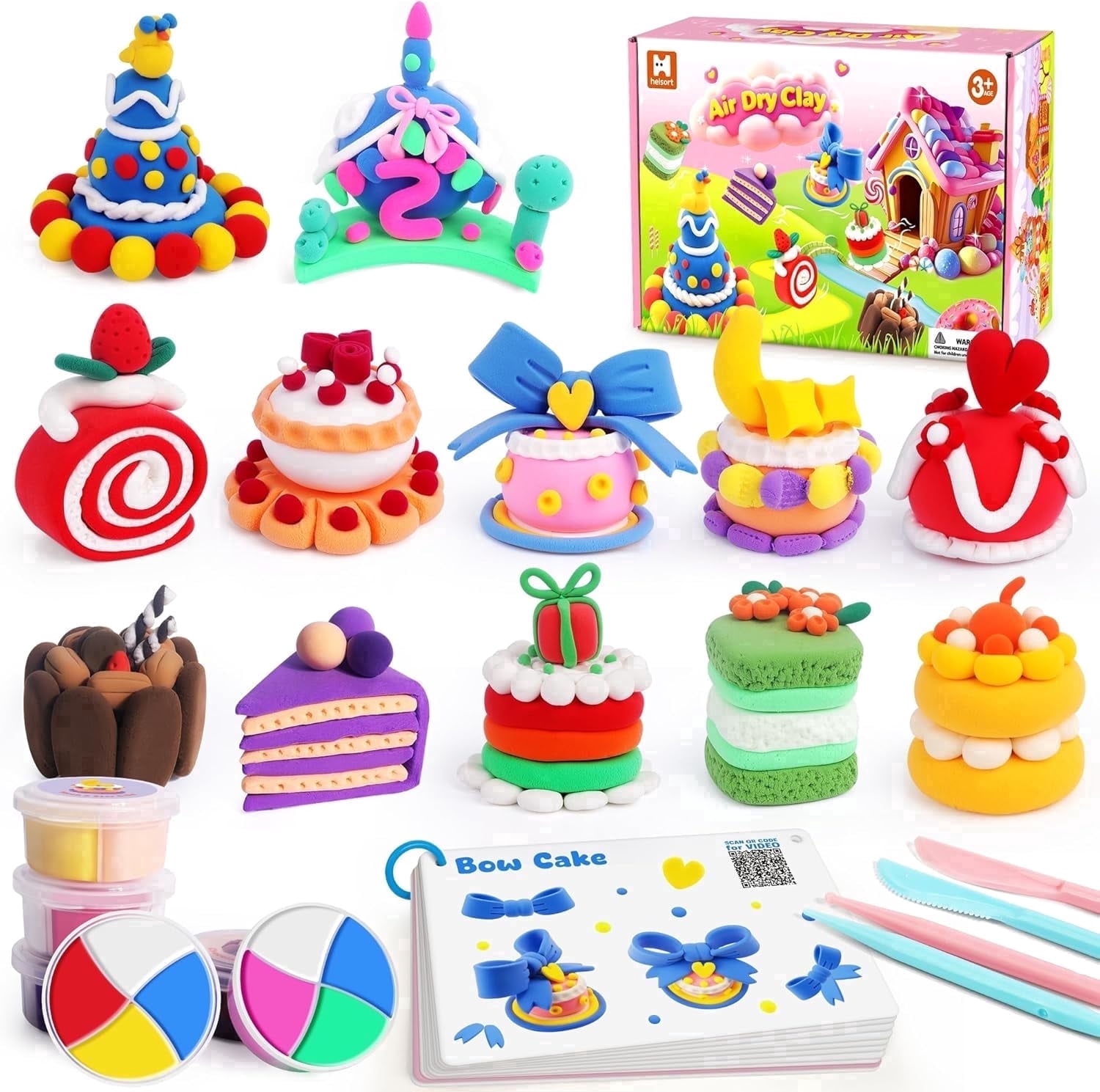 Air Dry Clay for Kids, 12 Boxes Modeling Clay Kit, DIY Molding Clay with Sculpting Tools and Tutorial, Ultra Light, Safe & Non-Toxic, Arts and Crafts School Projects, Home Party Favor for Boys Girls
