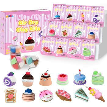 Nicella Air Dry Clay for Kids-12 Cake Modeling Clay , Molding Clay with Sculpting Tools & Tutorials, Ultra Light & Safe, DIY Arts and Crafts Gift for Girls Boys Ages 3+