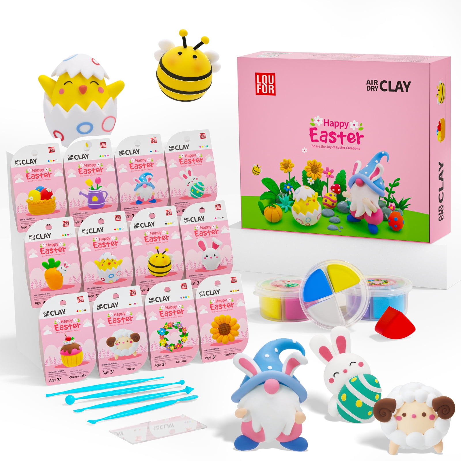 Air Dry Clay Kits - Modeling Clay for Kids, Ultra Light & Soft, Safe & Non-Toxic, DIY Air Dry Clay Kit with Sculpting Tools and Tutorials, Creatible Art Crafts Toys Gifts for Boys Girls