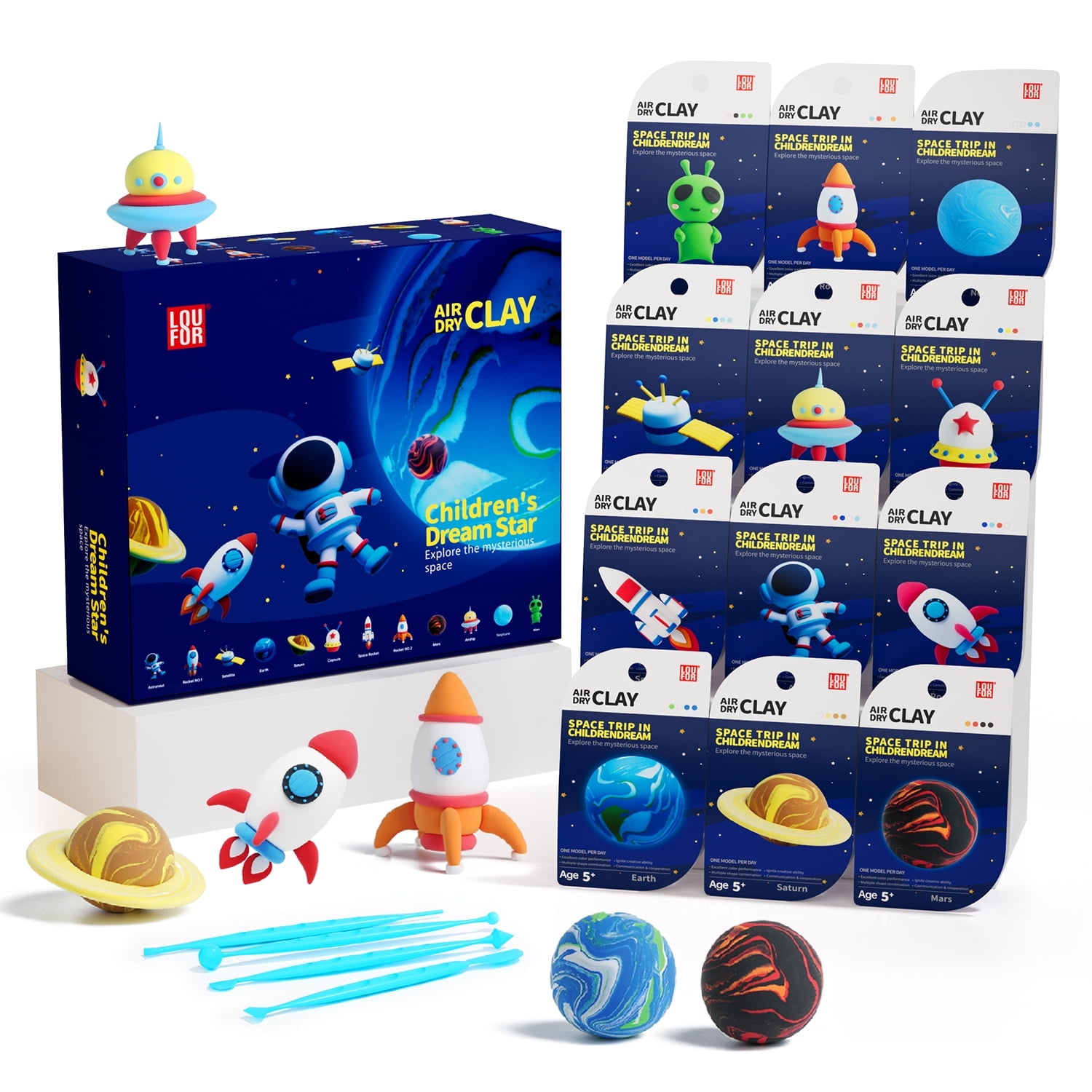 Air Dry Clay Kits - Modeling Clay for Kids, Ultra Light & Soft, Safe & Non-Toxic, DIY Air Dry Clay Kit with Sculpting Tools and Tutorials, Creatible Art Crafts Toys Gifts for Boys Girls