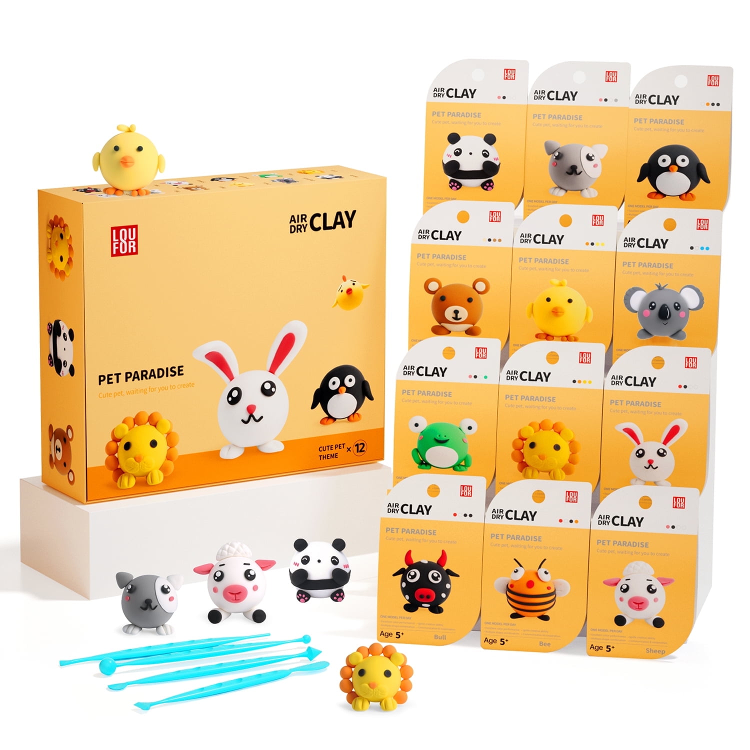 Air Dry Clay Kits - Modeling Clay for Kids, Ultra Light & Soft, Safe & Non-Toxic, DIY Air Dry Clay Kit with Sculpting Tools and Tutorials, Creatible Art Crafts Toys Gifts for Boys Girls