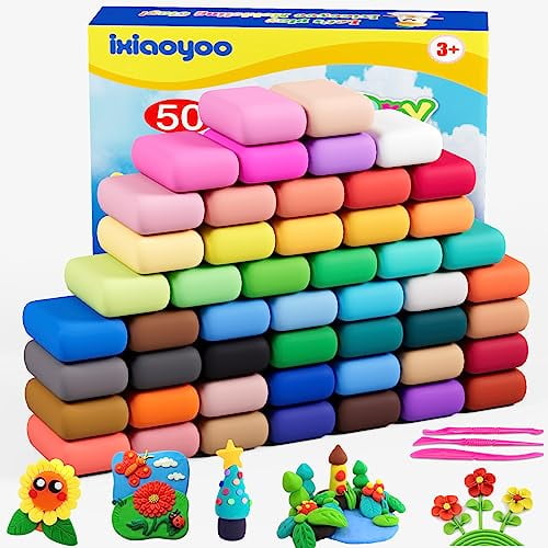 Air Dry Clay,Modelling Clay for Kids,50 Colors DIY Molding Magic Clay for with Tools,Soft & Non-Sticky,Toys Gifts for Age 3 4 5 6 7 8+ Years Old Boys Girls Kids
