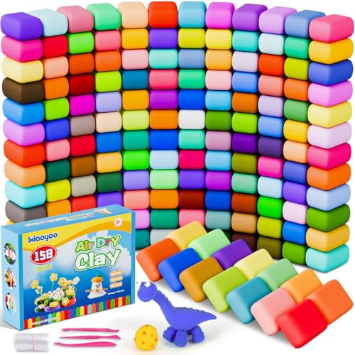 Air Dry Clay for Kids,158 Colors DIY Modelling Clay Kit，Arts & Crafts Set for Schoo,Safe & Non-Toxic Birthday for Boys Girls Ages 3-12