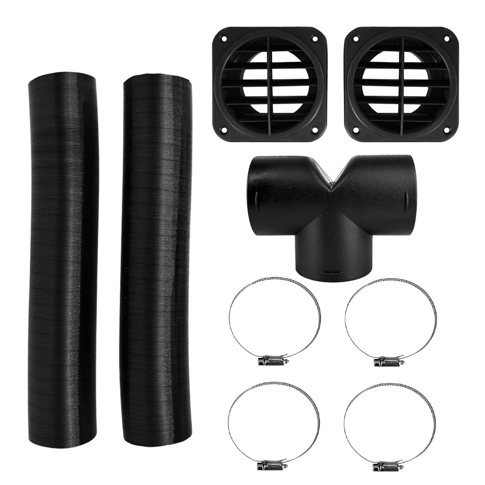 Air Ducting 2pcs Warm Air Vent Outlet 75mm Plastic Ducting Heater and T-Shaped Tee Telescopic Hose Compatible with Webasto Eberspacher Propex