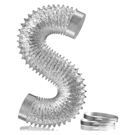 Air Ducting Flexible Aluminum Dryer Vent Hose Dryer Hose with 2 Clamps for HVAC Ventilation Heating Cooling Exhaust