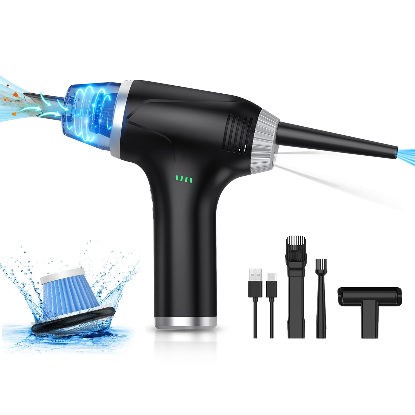 Air Duster & Vacuum Keyboard Cleaner 2 in 1, 78000RPM Electric Compressed Air Duster, Handheld Cordless Air Duster for Electronics Car Computer, 17000PA Suction Power, Replaces Air Can Blower