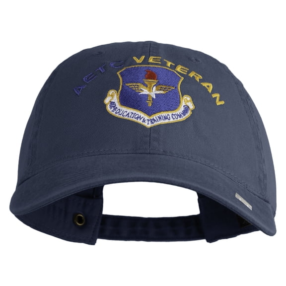 Air Education and Training Command Veteran Embroidered Washed Solid Pigment Dyed Cotton Twill Brass Buckle Cap - Navy OSFM