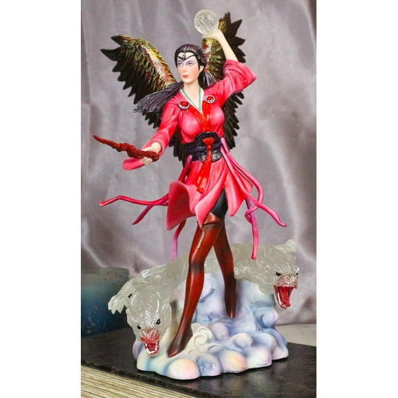 Air Elemental Magic Wizard Sorceress Bending The Wind With Hydra Spirits Statue