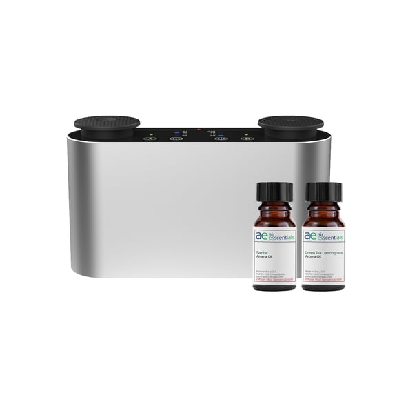 Air Esscentials Mini Duo Scent Machine Gift Set, Santal & Green Tea Lemongrass 10ml Aroma Oil , Up to 100 sq ft