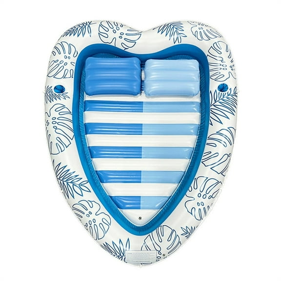 Air-Filled Pool Float Mat for Sunbathing and Water Relaxation, PVC Floating Lounge with Built-in Pillow