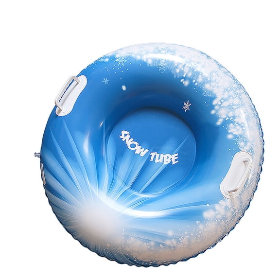 Air-Filled Skiing Ring for Winter Fun, 35 Inch (90cm) Blue and White Snowflake Pattern Snow Sled with Anti-Rollover Design