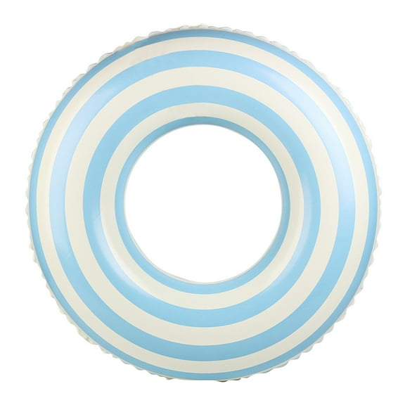 Air-Filled Vintage Blue Striped Swim Ring for Teens and Adults, 31 Inch (80cm) Armpit Float Ring for Pool and Beach