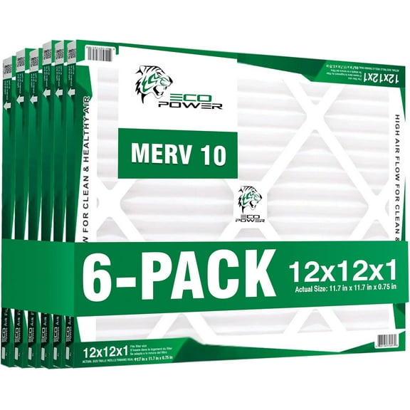 Air Filter MERV 10 (6-Pack) - Pleated Air Conditioner HVAC AC Furnace Air Filters Replacement (12x12x1 6-pack)