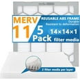 thumbnail image 1 of Air Filter - Furnace/HVAC, 14x14x1, MERV 11 - 5-Pack, Reusable ABS Frame - Pleated PET/PP, 1 of 10