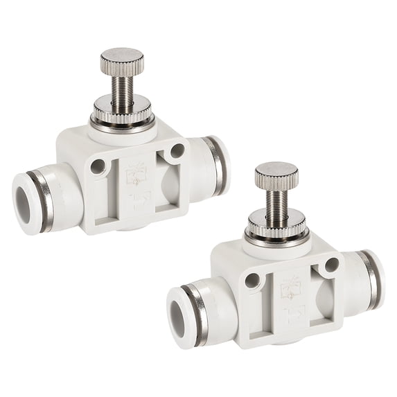 Air Flow Control Valve, In-line Speed Controller Union Straight, 10mm Tube Outer Dia. 2Pcs