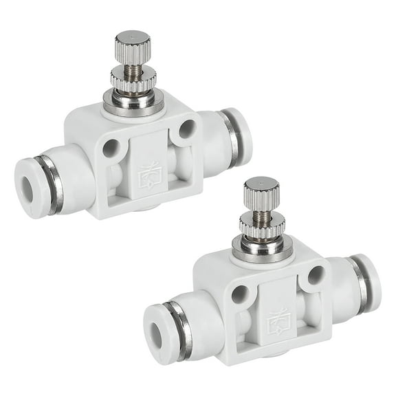 Air Flow Control Valve, In-line Speed Controller Union Straight, 4mm Tube Outer Dia. 2Pcs