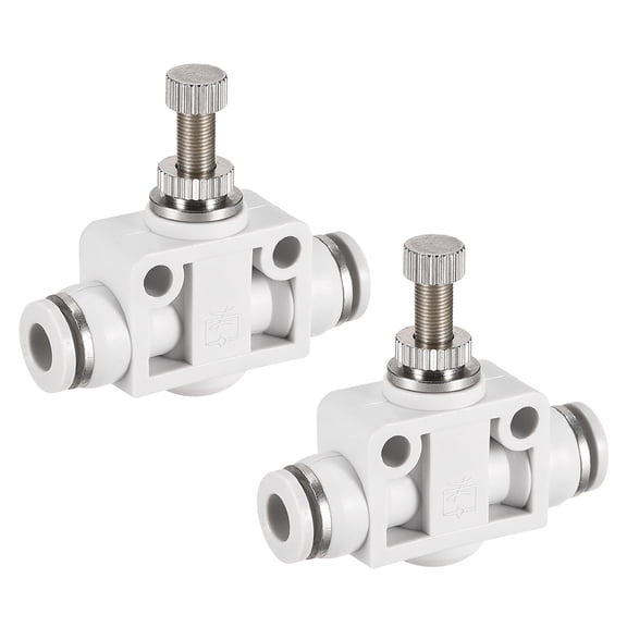 Air Flow Control Valve, In-line Speed Controller Union Straight, 6mm Tube Outer Dia. 2Pcs