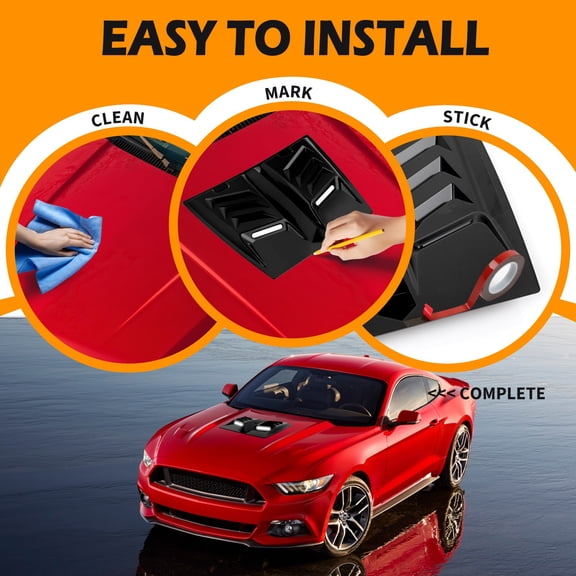Air Flow Intake Hood Scoop Vent Bonnet Cover Trim Glossy Black For Ford Mustang
