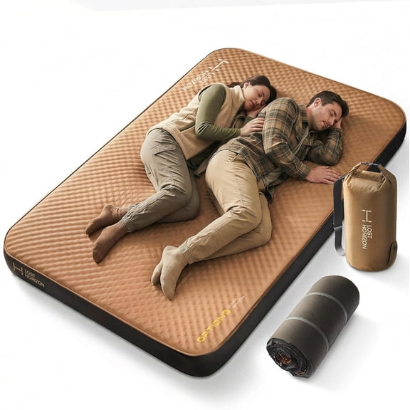 Air & Foam Camping Mattress, Self-Inflating Sleeping Pad, 4.5" Thick, with Pump Sack, Full