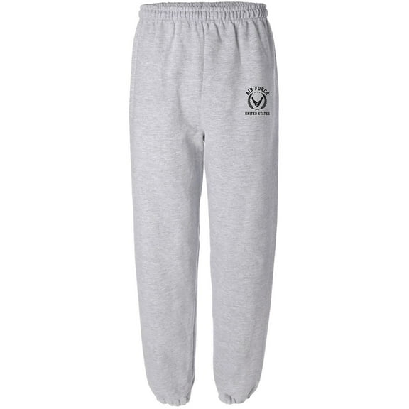 Air Force Black Crest Elastic Bottom Sweatpants with black print