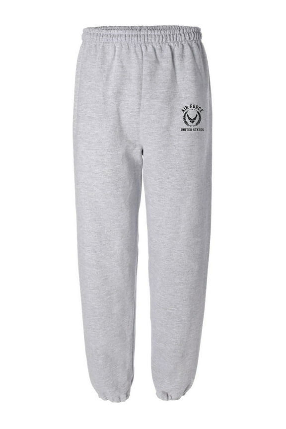 Air Force Black Crest Elastic Bottom Sweatpants with black print
