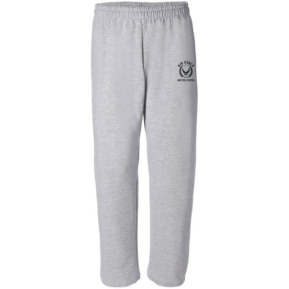 Air Force Black Crest Open Bottom Sweatpants with black print