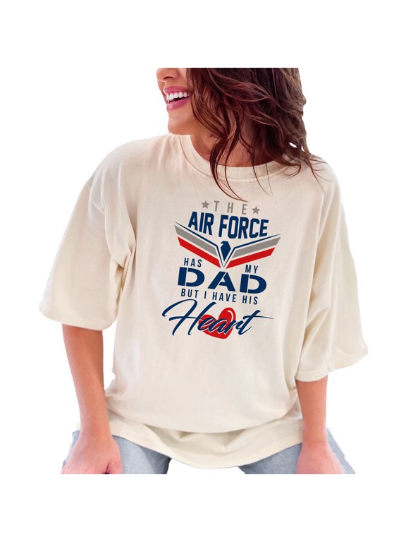 Air Force Dad Love Heart Tribute, Ivory Comfort Colors T-Shirt, Medium
