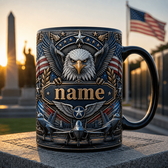 Air Force Dad Mug Personalized Name Ceramic Coffee Mug Gift for Veteran Fathers