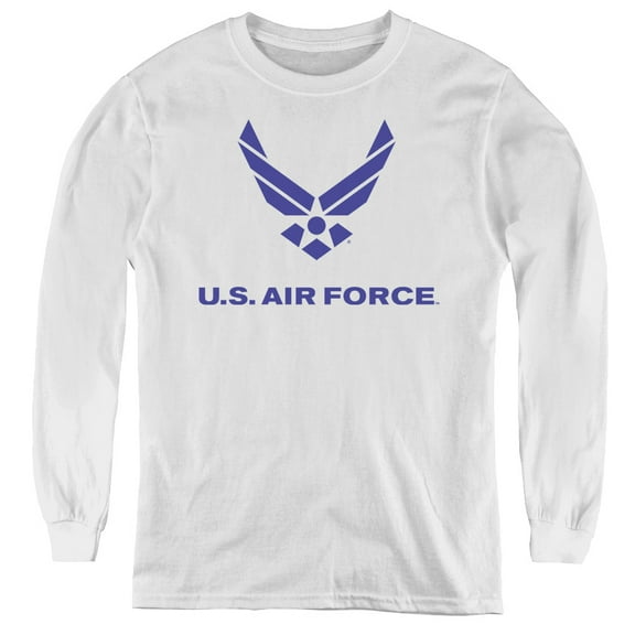 Air Force Distressed Logo Youth Long Sleeve T-Shirt Tee White