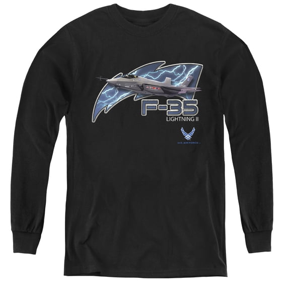 Air Force F35 Youth Long Sleeve T-Shirt Tee Black