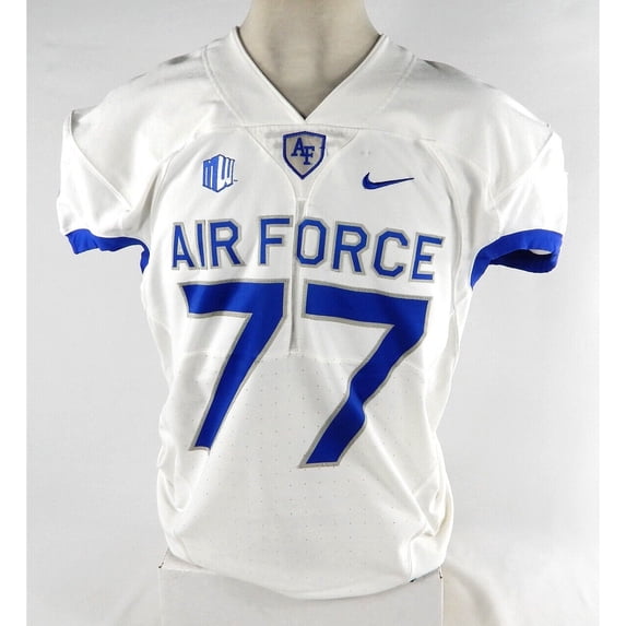 Air Force Falcons #77 Game Used White Jersey Name Plate Removed XL 011 ...