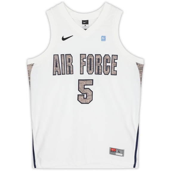 Air Force Falcons Team-Issued #5 White and Green Camouflage Jersey from the Basketball Program - Size L